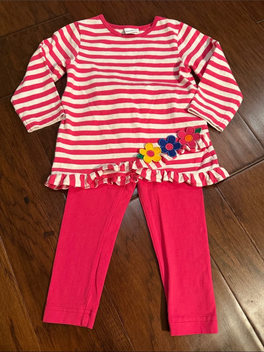 Florence Eiseman Pink and White Striped Top with Pink Leggings